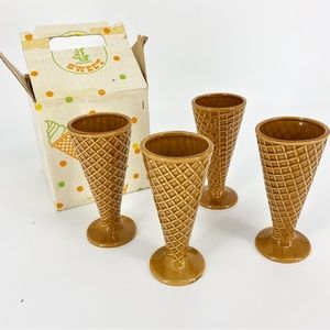 Vintage Betty Utley Ice Cream Cone Parfait Cups Set of 4